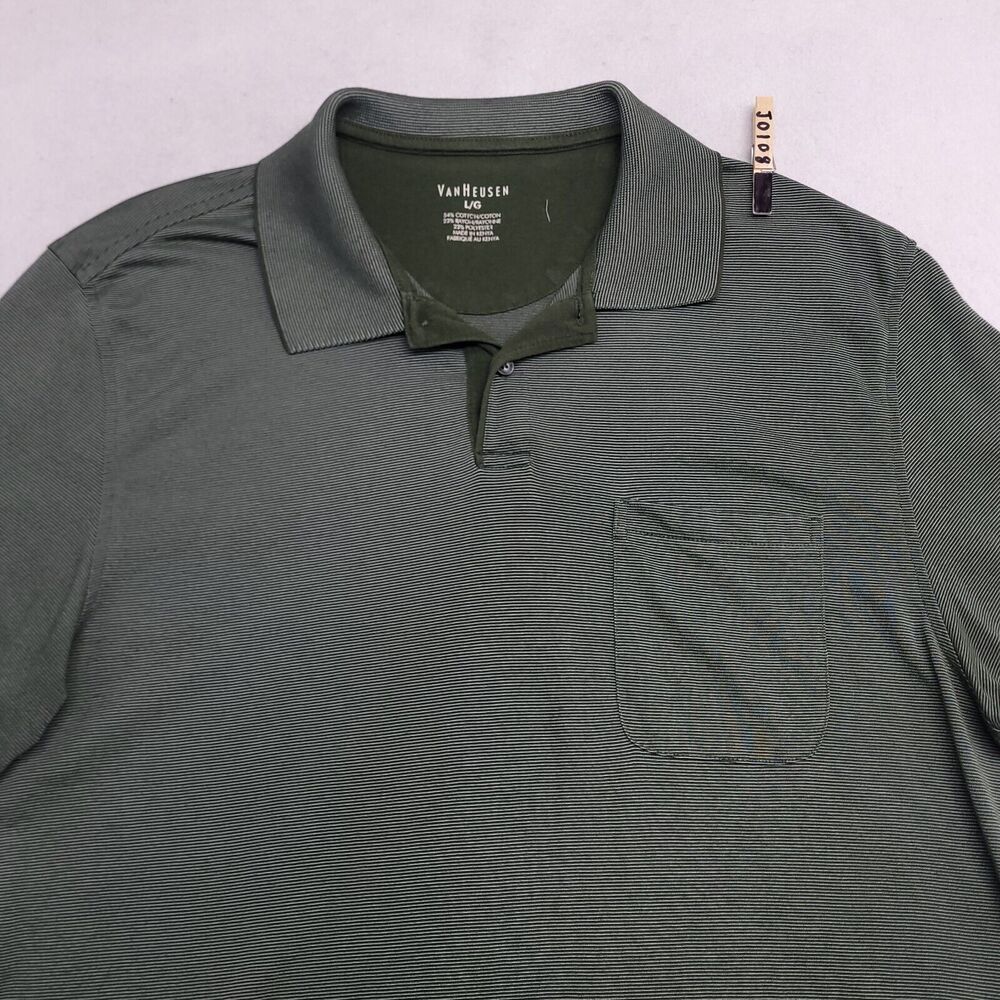 Van Heusen Short Sleeve Collared Polo Shirt Adult Mens Size Large L Green